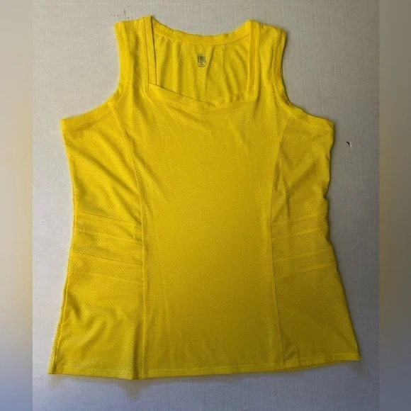 Tail bright yellow activewear tank top w/perforated detail Sz-XL.  W14 - Picture 3 of 9
